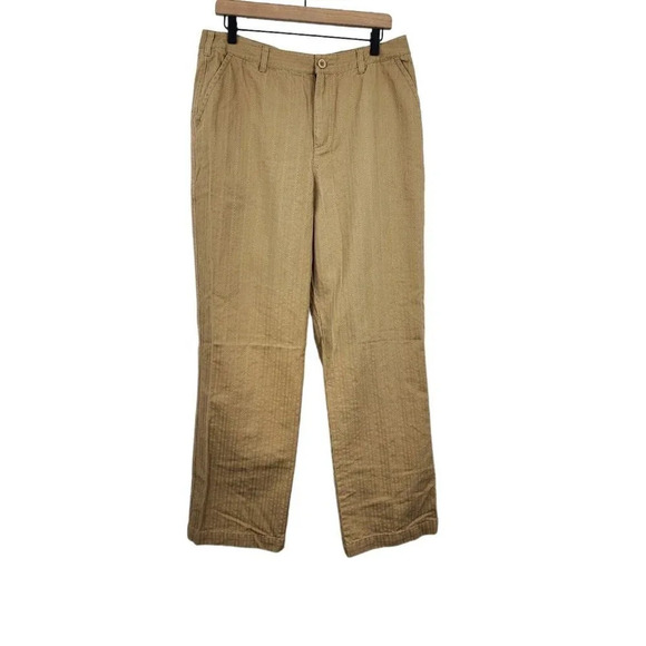 The Territory Ahead Women's Vintage Cotton Striped Tan Pants Size 14 - Picture 1 of 9